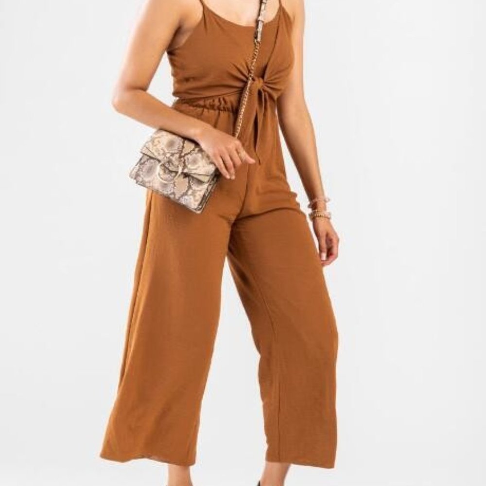 NWT Francesca's Pegg Cami Front Knot Jumpsuit
